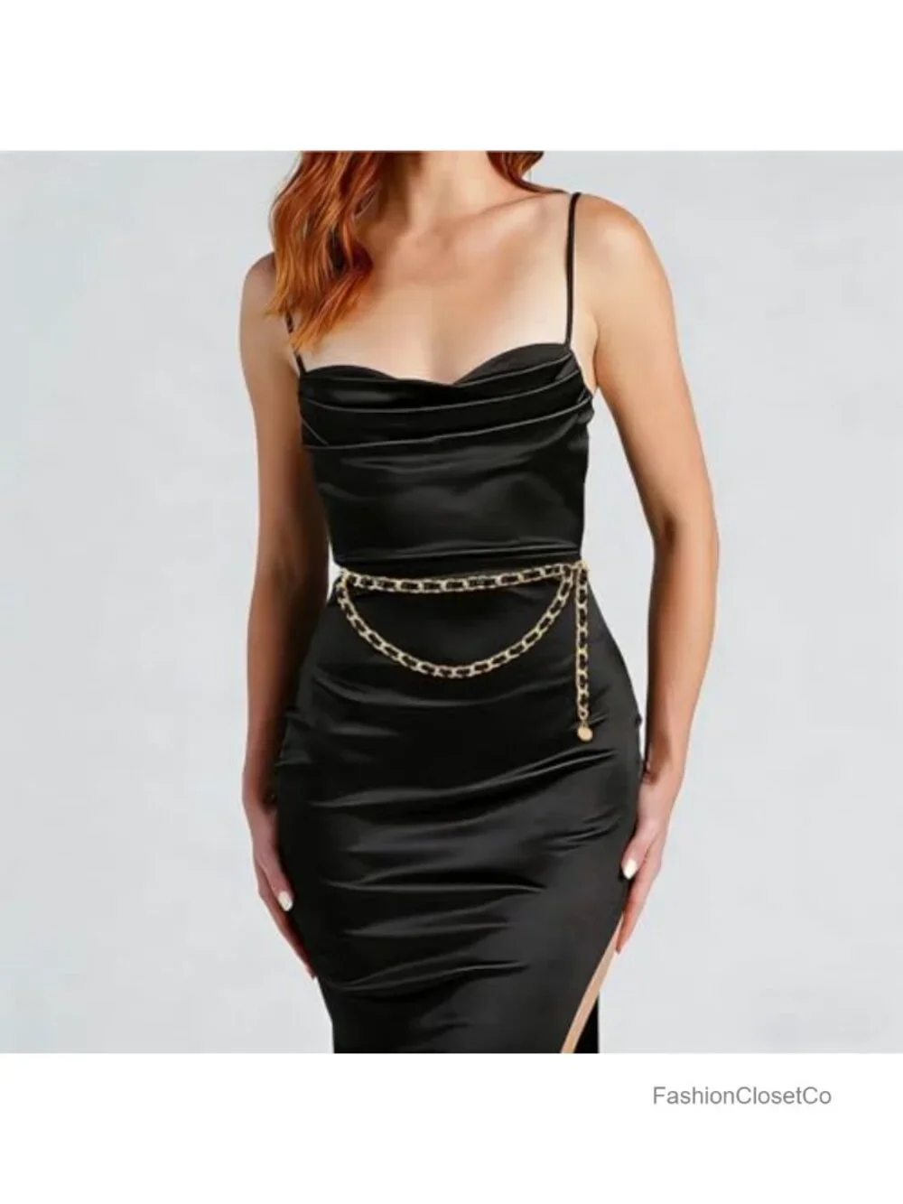 Vintage Street Style Layered Metal Chain Belt for Women Adjustable Waist